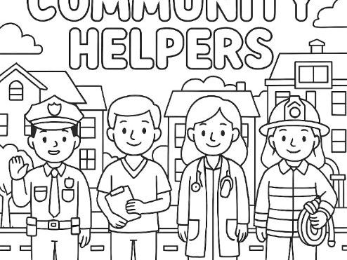 Community Helpers Colouring Sheet