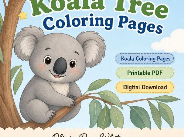 Koala Tree Coloring Pages | Koala Coloring Pages | Printable PDF | Digital Download