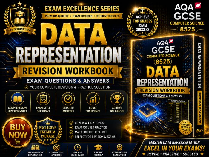 AQA GCSE Computer Science 8525 Data Representation Revision Workbook | Exam Questions & Answers