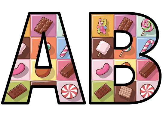 Candies Candy Chocolate Lettering Set Display Title Letters Numbers Signs