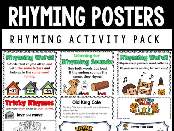 Rhyme Time Reading Concept Posters, Word Family Posters and Reading Cards