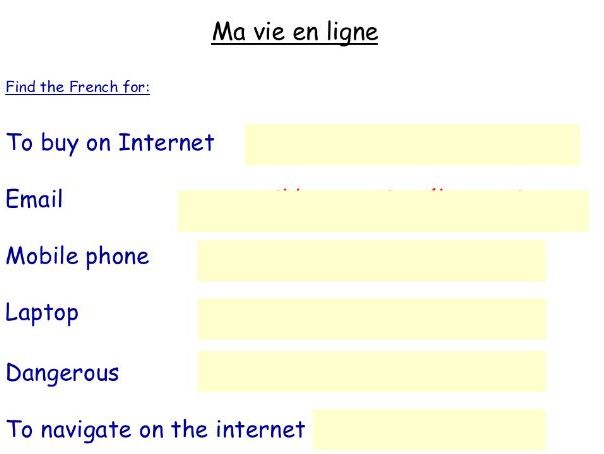 Module 1 GCSE Pearson Unit 1 Technology (Ma vie en ligne)