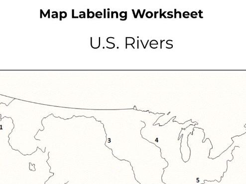 USA Rivers Map Labeling Worksheet | Major U.S. Rivers