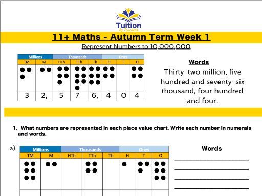 1. 11+ Maths - Place Value to 10,000,000
