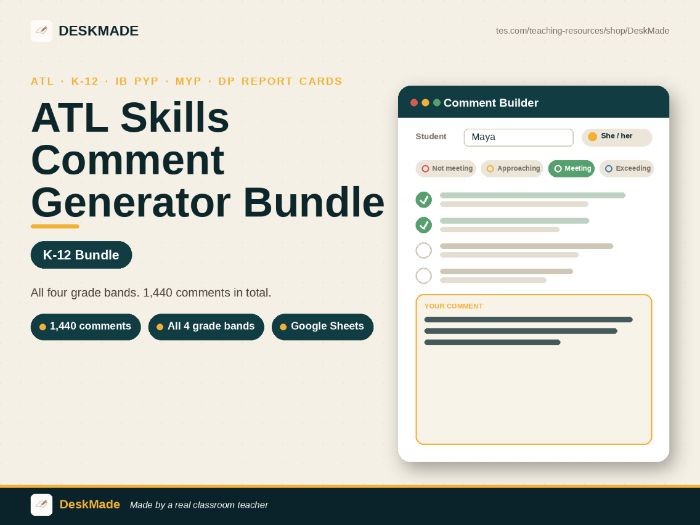 ATL Comment Generator Bundle | K-12 | IB Report Cards