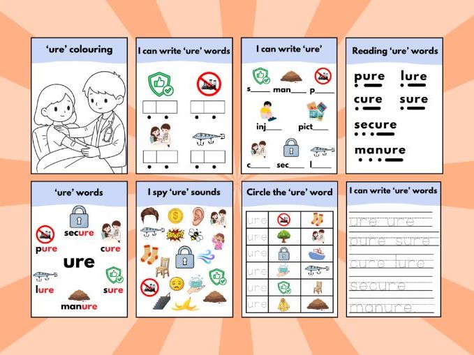 ‘ure’ Phonics Sound Workbook – Early Reading & Writing Activities