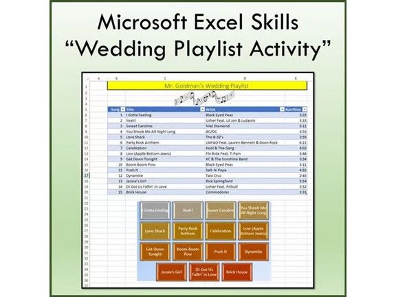 Wedding Playlist Activity for Teaching Microsoft Excel Skills