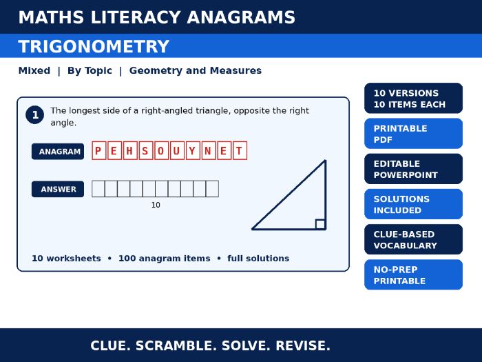 Developing Fractions, Decimals and Percentages Maths Crosswords | 10 Puzzles with Solutions
