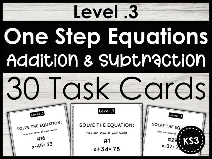 KS3 One-Step Equations Task Cards - Addition & Subtraction | Year 7 Algebra Resource