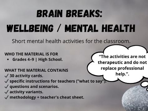 Wellbeing and Mental Health Brain Breaks | 30 Daily SEL Activity Cards | KS2 KS3 KS4
