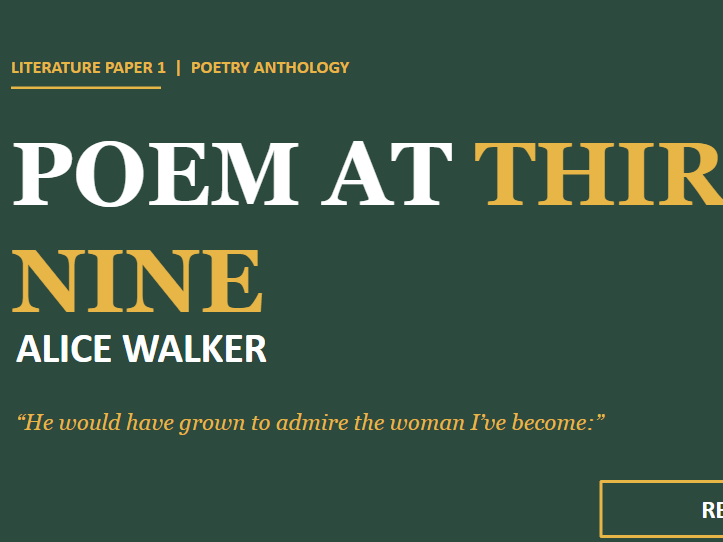 Revising 'Poem at Thirty Nine' by Alice Walker (Edexcel)