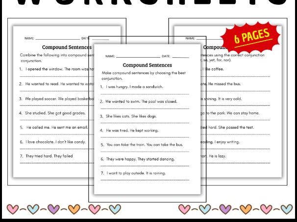Compound Sentences Worksheets