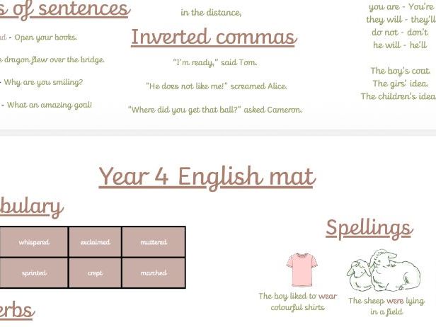 Year 4 English Mat