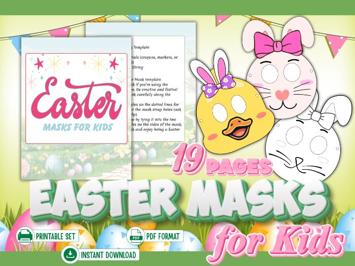 Easter Masks Craft Activity for PreK–Kindergarten–Printable Color, Cut and Wear Masks for Classroom