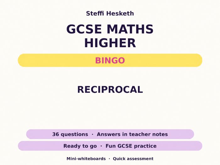 Reciprocal GCSE Maths Higher Bingo