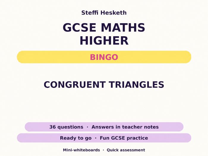 Congruent Triangles GCSE Maths Higher Bingo