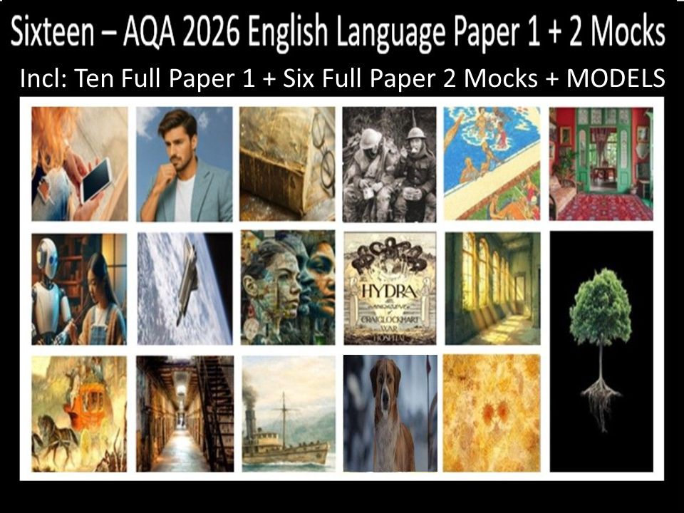 Sixteen AQA 2026 English Language Paper 1 + 2 Full Mocks | MODELS