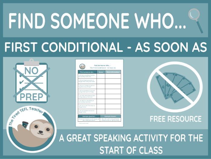 ESL Find Someone Who Activity - The First Conditional with As Soon As