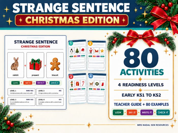 Strange Sentence Christmas Edition | SEN Sentence Writing | 4 Levels
