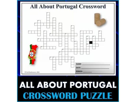 All About Portugal - Crossword Puzzle Activity Worksheet