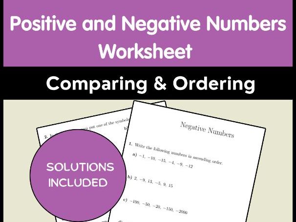 Positive and Negative Numbers Worksheet | Comparing & Ordering