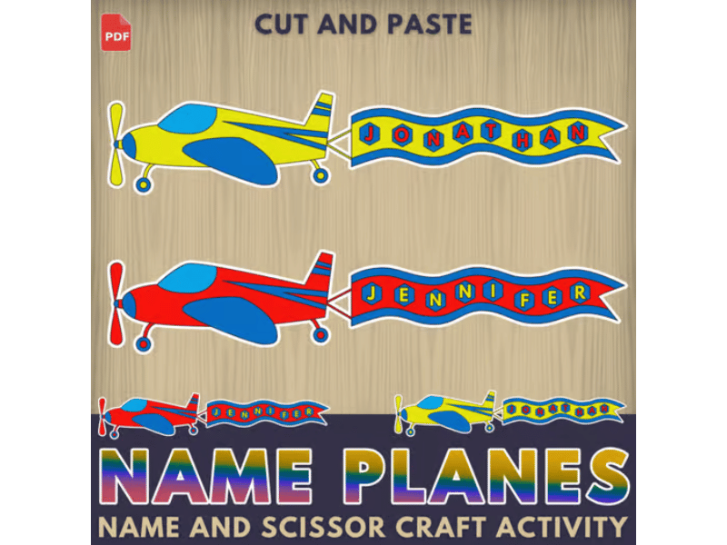 Build Your Own Name Planes Craft – Airplane Literacy & Scissor Activity for Kids