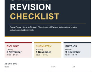 GCSE Science Paper 1 Revision Checklist