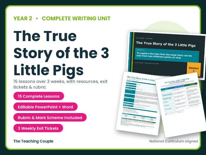 The True Story of the 3 Little Pigs | Year 2 English Unit | 15 Complete Lessons + Resources