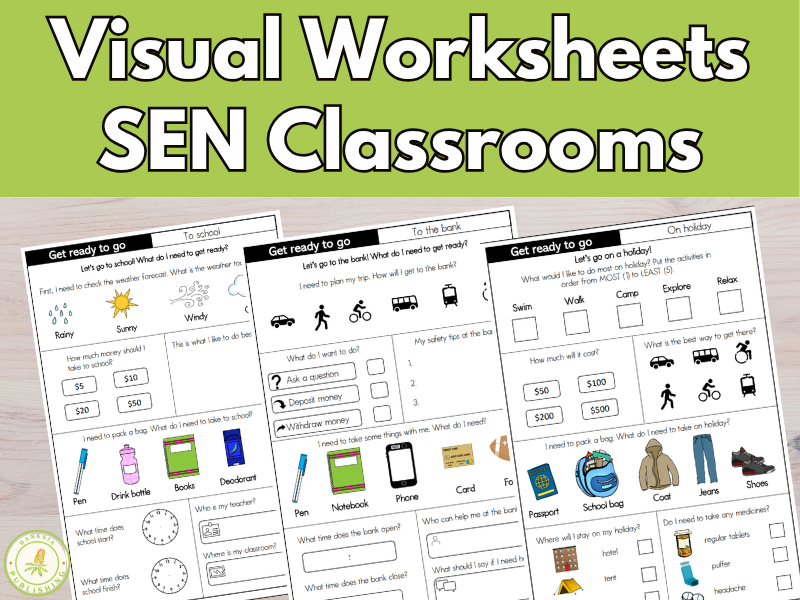 Visual worksheets for morning work autism classrooms