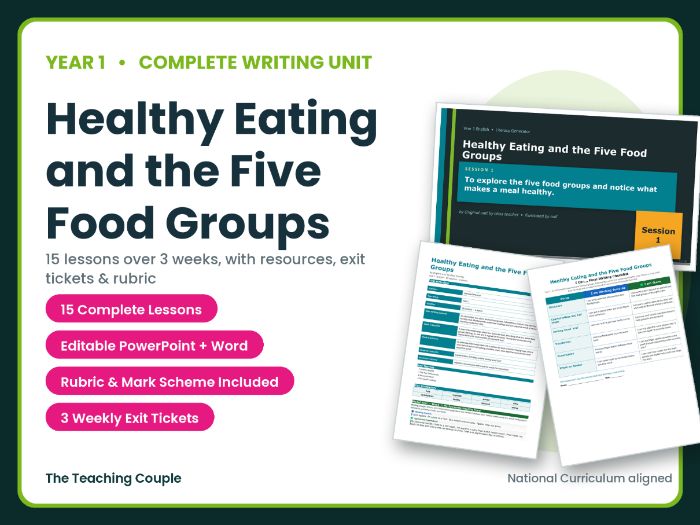Healthy Eating and the Five Food Groups | Year 1 English Unit | 15 Complete Lessons + Resources