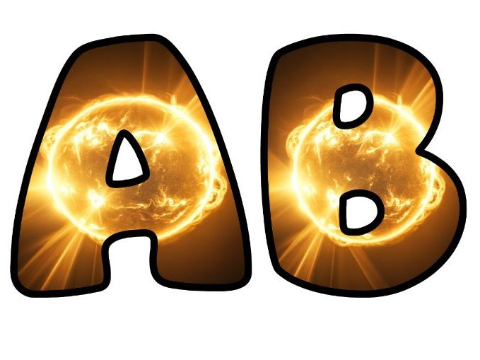 Sun Star Space Classroom Display | Lettering Set | Upper & Lowercase, 0-9 and Signs