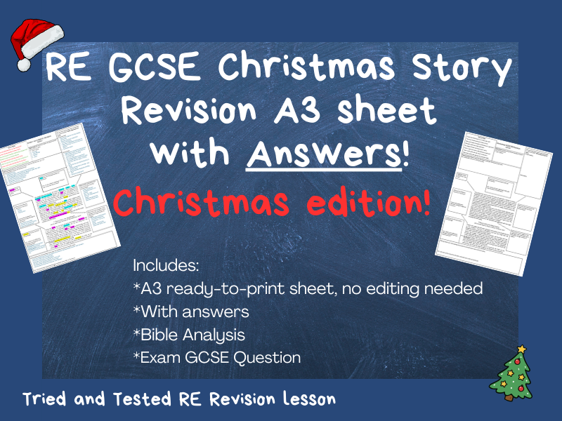 Christmas Story RE Revision A3 Sheet - with answers, ready-to-print, slides