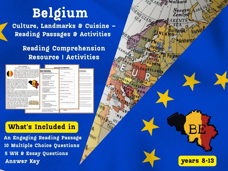 Belgium Reading Comprehension Pack: Culture, Landmarks & Cuisine – Reading Passages & Activities