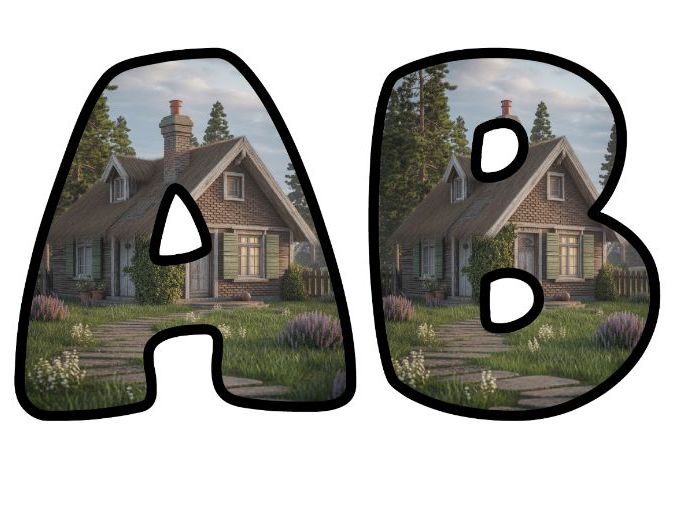 Cottage Home Stories Lettering Set | Classroom Display | Upper & Lowercase, 0-9 and Signs