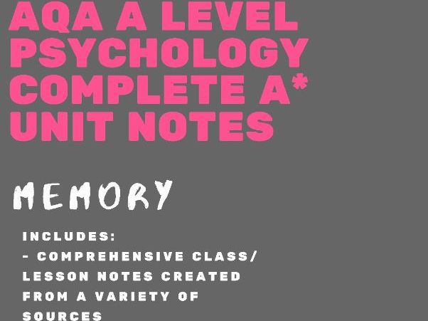 AQA A Level Psychology - Memory bundle