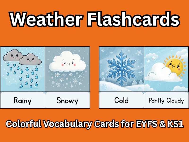 Weather Flashcards – Colorful Vocabulary Cards for EYFS & KS1