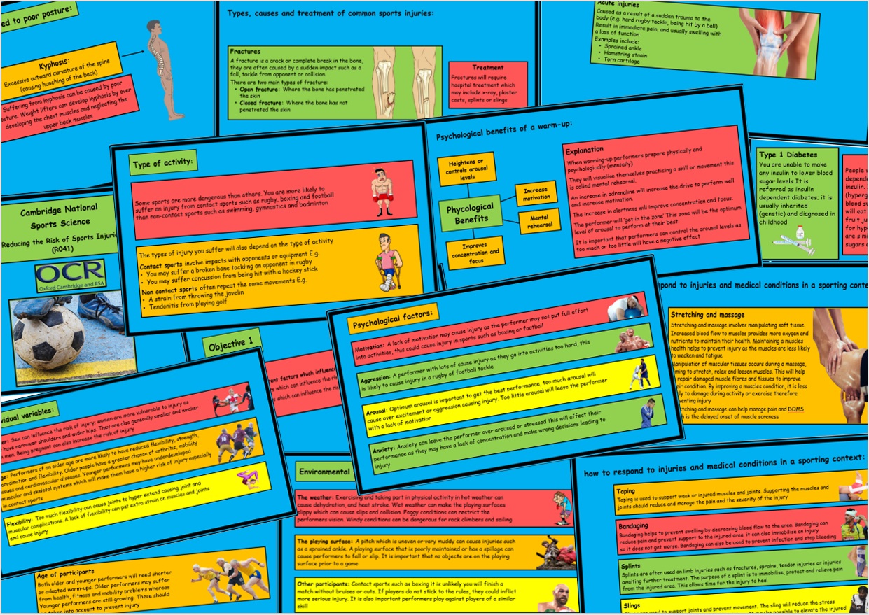 OCR Cambridge National in Sport Science - (R041) Reducing the Risk of Sports Injuries - Bundle of PowerPoints