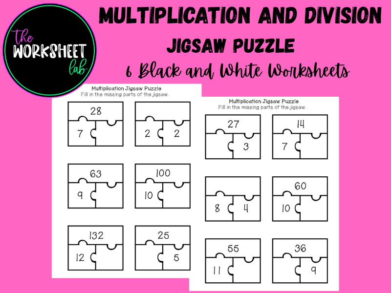 Multiplication and Division Quick Recall Jigsaw Puzzle Worksheets