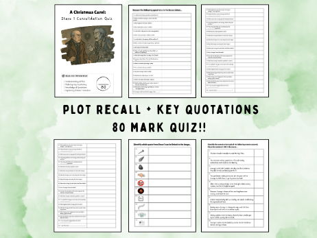 GCSE -  A Christmas Carol - Stave 1, 80 Question Revision Quiz (Assessment)