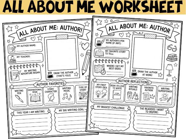 All About Me Author Worksheet: Back to School Writing Icebreaker Activity