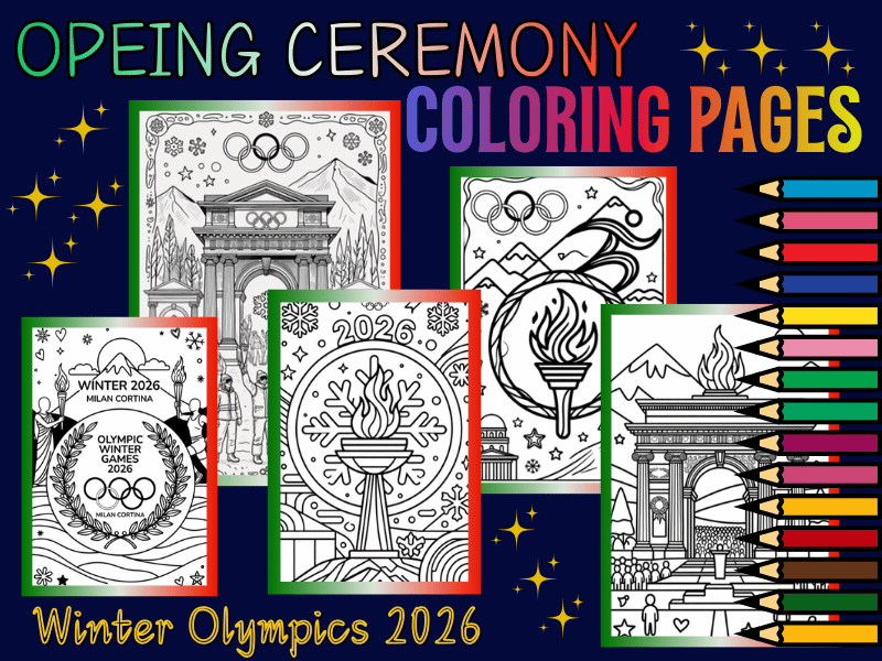 Winter Olympics Milano Cortina 2026 Opening Ceremony Coloring Pages Kids Activity