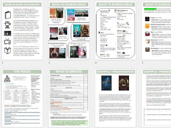 Speaking and Listening Workbooklet 'Book to Screen'