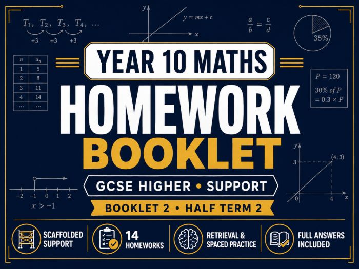 Year 10 Maths Homework Booklet – GCSE Higher Support – Half Term 2 with Answers