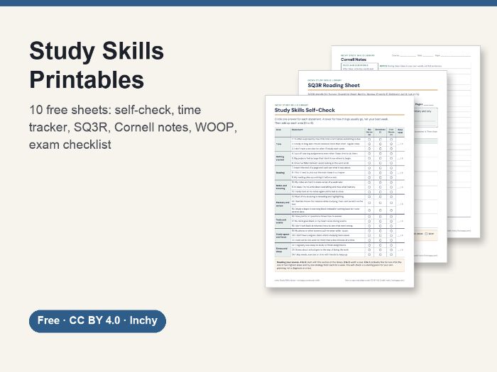 Study Skills Printables: 10 Free Worksheets
