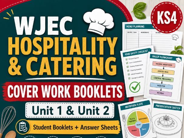 WJEC Hospitality and Catering Cover Work Booklets & Answers (Unit 1 & Unit 2)