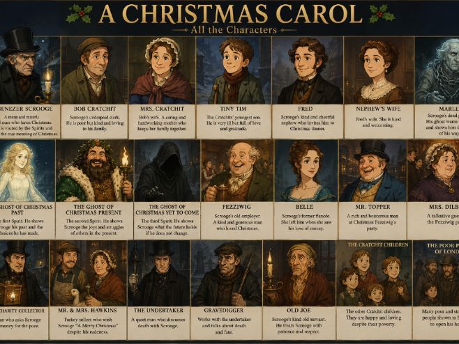 Revision cards for A Christmas Carol, Including a context slide.