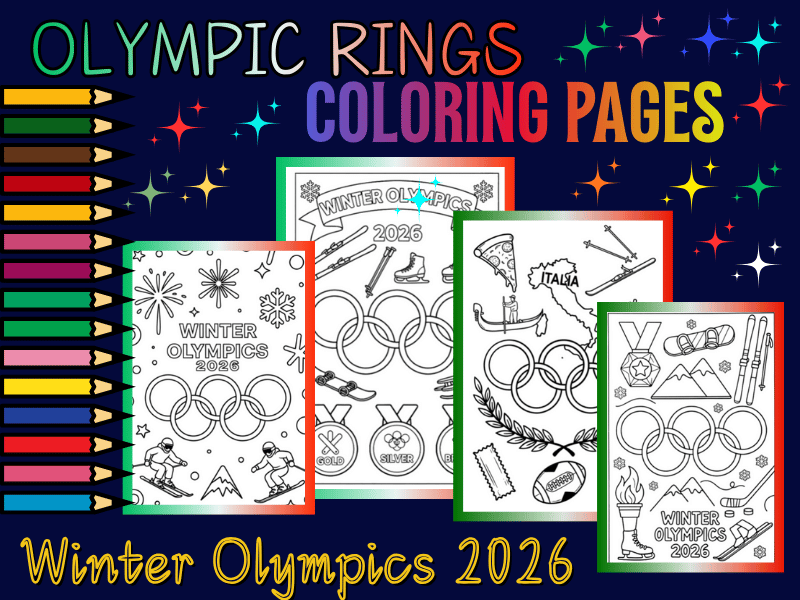 2026 Milano Cortina Olympic Rings Coloring Pages Winter Olympics Italy Kids Fun Printable