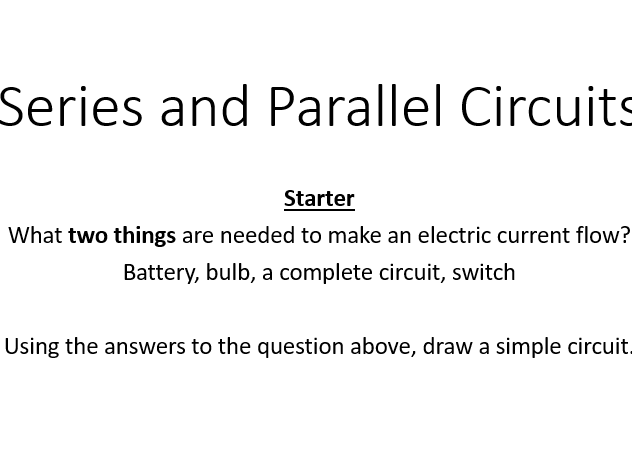 KS3 Series and Parallel Circuits with integrated quiz [Including Lesson Plan]