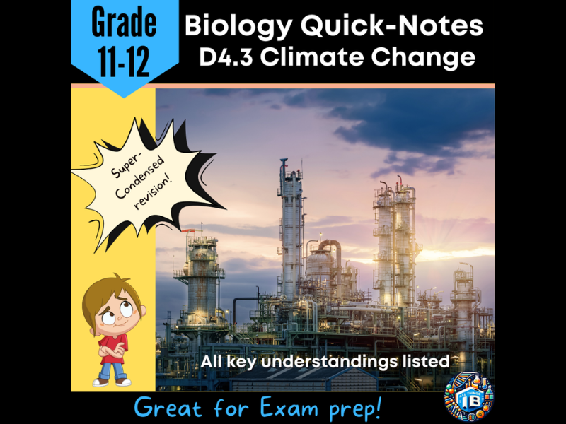 IB DP Biology D4.3 Climate Change - Condensed Topic Notes 2026