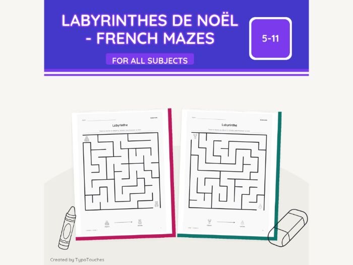 Labyrinthes de Noël - French Mazes | 48 pp